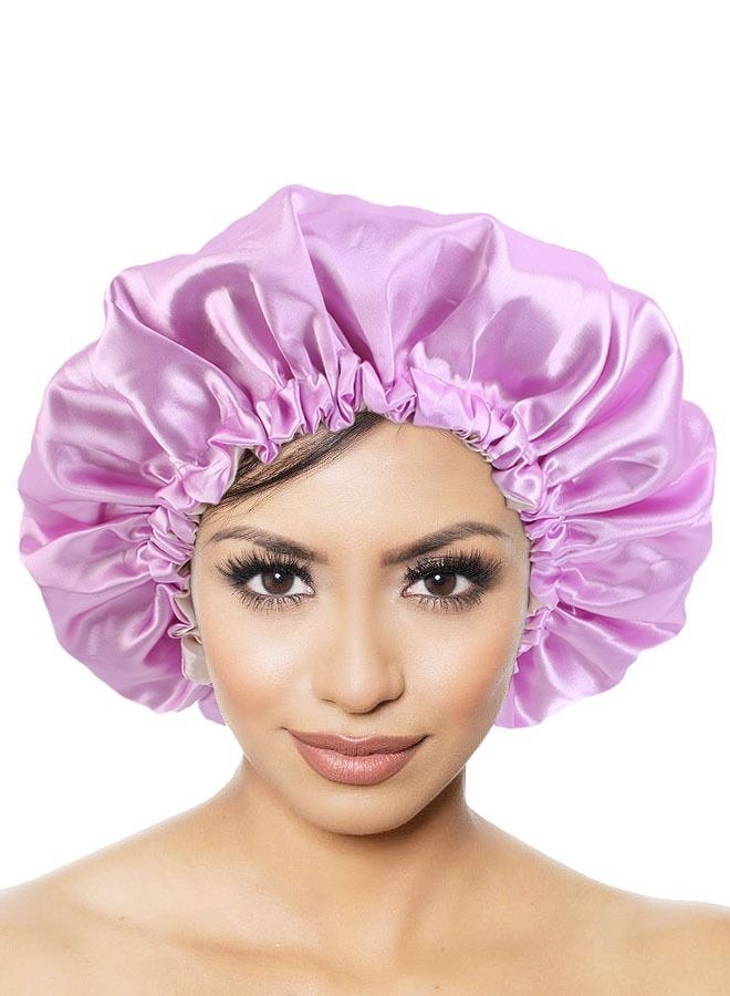 2pcs Silk Reversible Adjustable Caps Hair Sleeve Bonnet for Sleep Shower (Red+Blue)  - Image 4