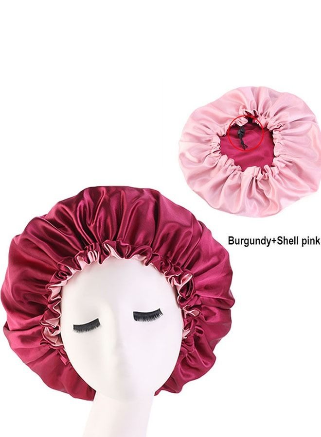 2pcs Silk Reversible Adjustable Caps Hair Sleeve Bonnet for Sleep Shower (Red+Blue)  - Image 3