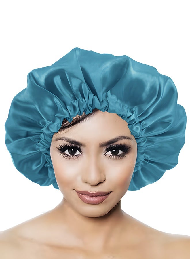 قطعتان من غطاء الشعر الحريري القابل للعكس والتعديل من أجل الاستحمام أثناء النوم (أحمر + أزرق) - Image 4