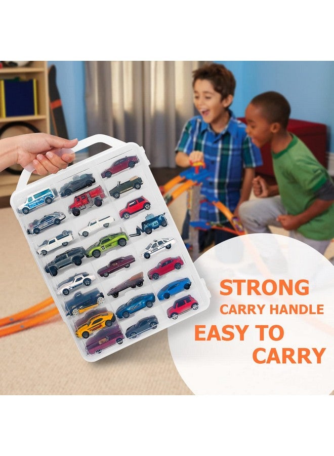 KISLANE Double Sided Storage Case for 48 Toy Cars, Matchbox Cars, Portable Transparent Storage Case with 48 Compartments, Case Only (Transparent)… - Image 4