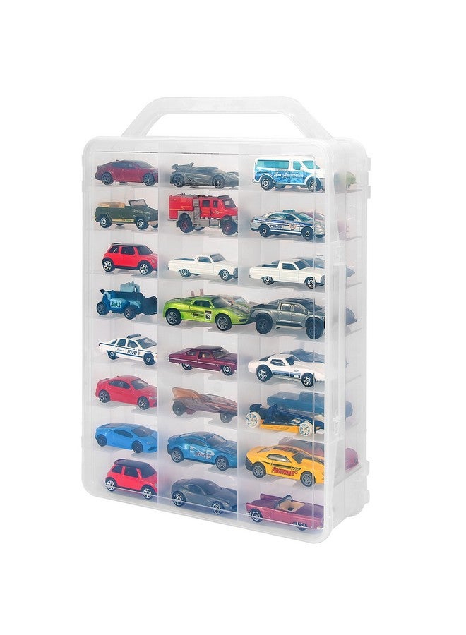 KISLANE Double Sided Storage Case for 48 Toy Cars, Matchbox Cars, Portable Transparent Storage Case with 48 Compartments, Case Only (Transparent)… - Image 1