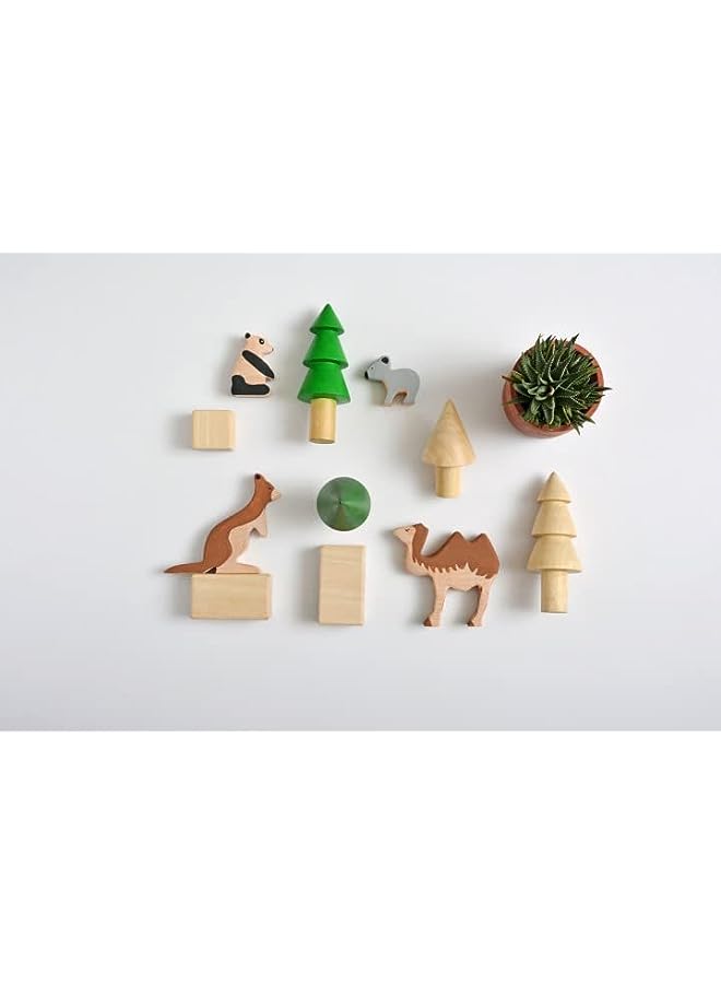 IAF Exotic animals set of 4-Wooden animals-Educational toys-Early learning toys - Image 1