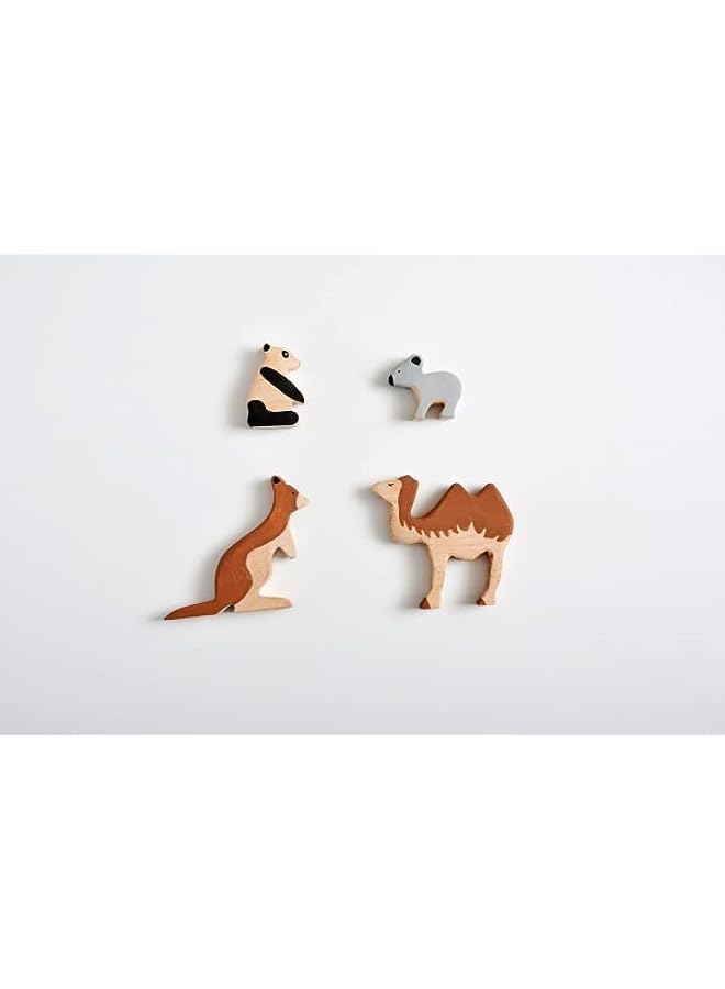 IAF Exotic animals set of 4-Wooden animals-Educational toys-Early learning toys - Image 2