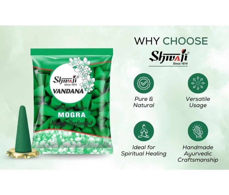 Shivaji Vandana Mogra Incense Cones  90g - Image 4