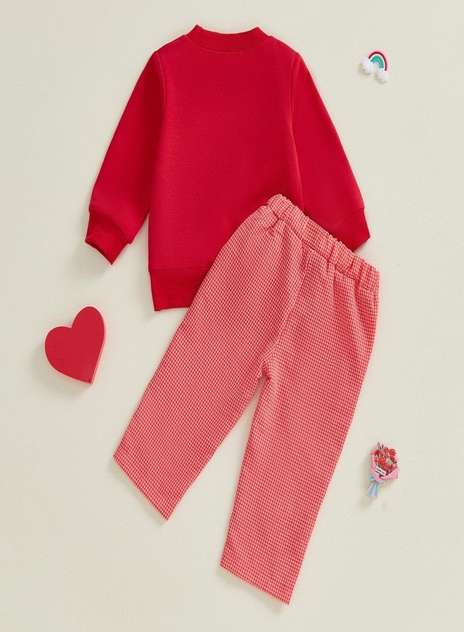 Mieeyali Toddler Baby Boys Valentines Day Outfit Shirt Lover Boy Sweatshirt Heart Pants Long Sleeve Tops Clothing Set (Red Love, 18-24 Months) - Image 5