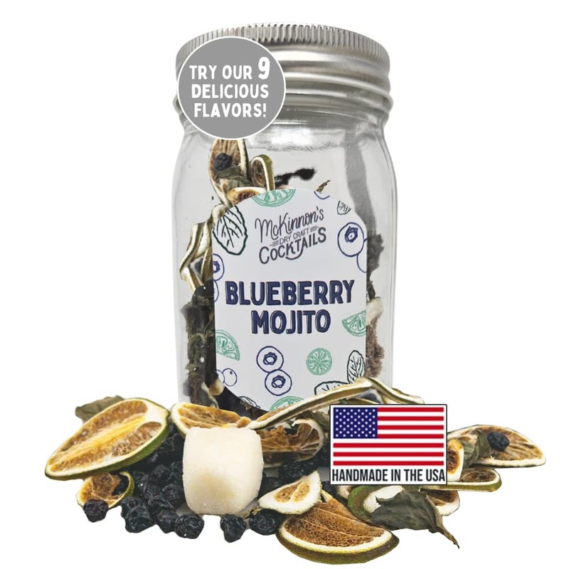 McKinnon’s Dry Craft Cocktails Dehydrated Fruits and Herbs, DIY Mixology, Infusion Kit, Mason Jar Serves 8 - 16 Drinks (Blueberry Mojito, 1 Jar) - Image 1