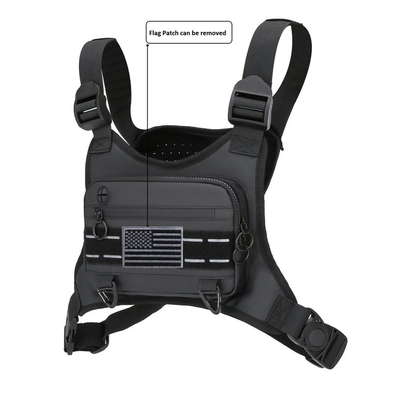 Muserise Sports Chest Bag For Men, Water Resistant Lightweight Front Running Vest Bag With Built-In Phone Holder & Extra Storage For Workouts, Cycling (Black) - Image 3