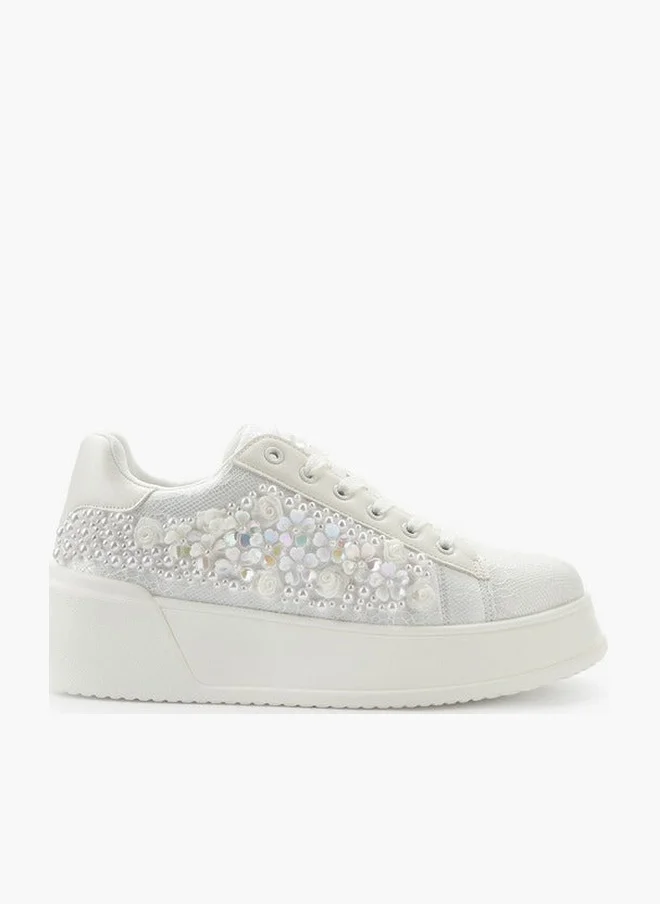 Celeste Women Embellished Lace-Up Sneakers
