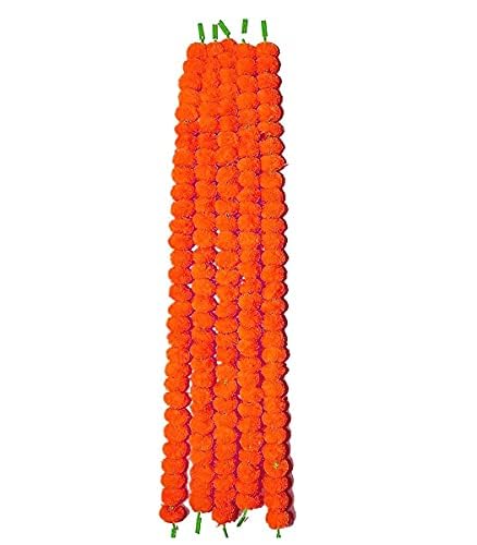 Daytoday Genda Phool Artificial Marigold Fluffy Flower Handcraft Stylish Window Door Diwali Pooja Living Room Bedroom Home Hall Office Special String Plastic Festival Theme Decorative Stage Dcor Orange 12 - Image 2