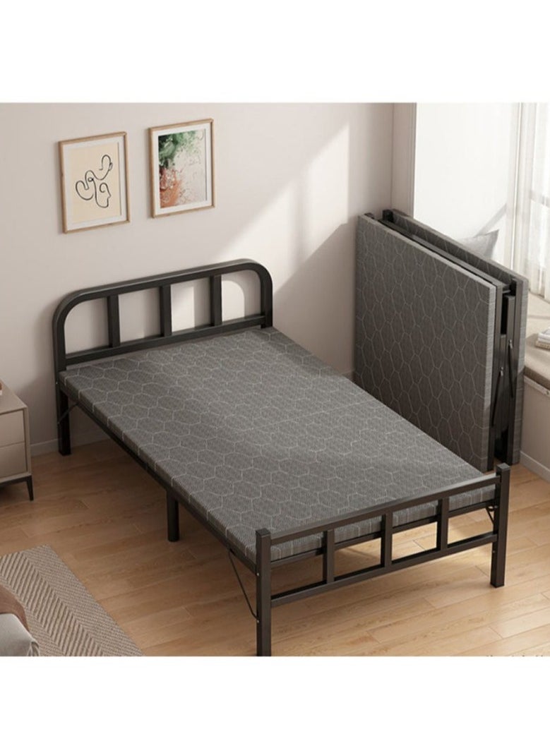 XiuWoo - Single Folding Bed with Memory Foam Mattress for Adults,Portable Rollaway Cot Size Guest Bed with Headboard Sturdy Steel Frame,190X80cm - Image 1