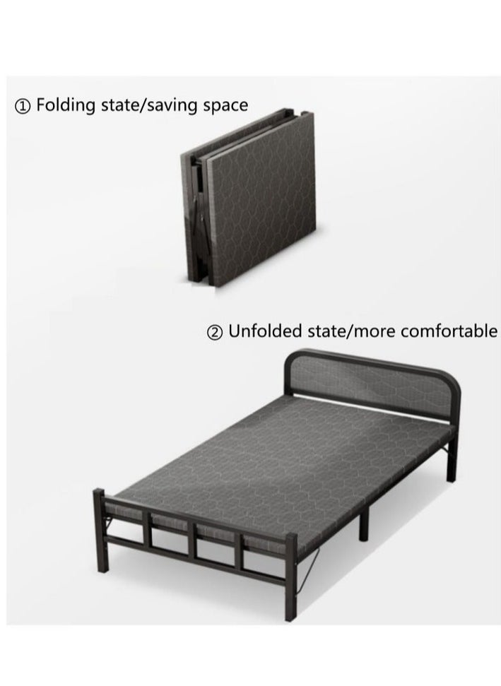 XiuWoo - Single Folding Bed with Memory Foam Mattress for Adults,Portable Rollaway Cot Size Guest Bed with Headboard Sturdy Steel Frame,190X80cm - Image 1