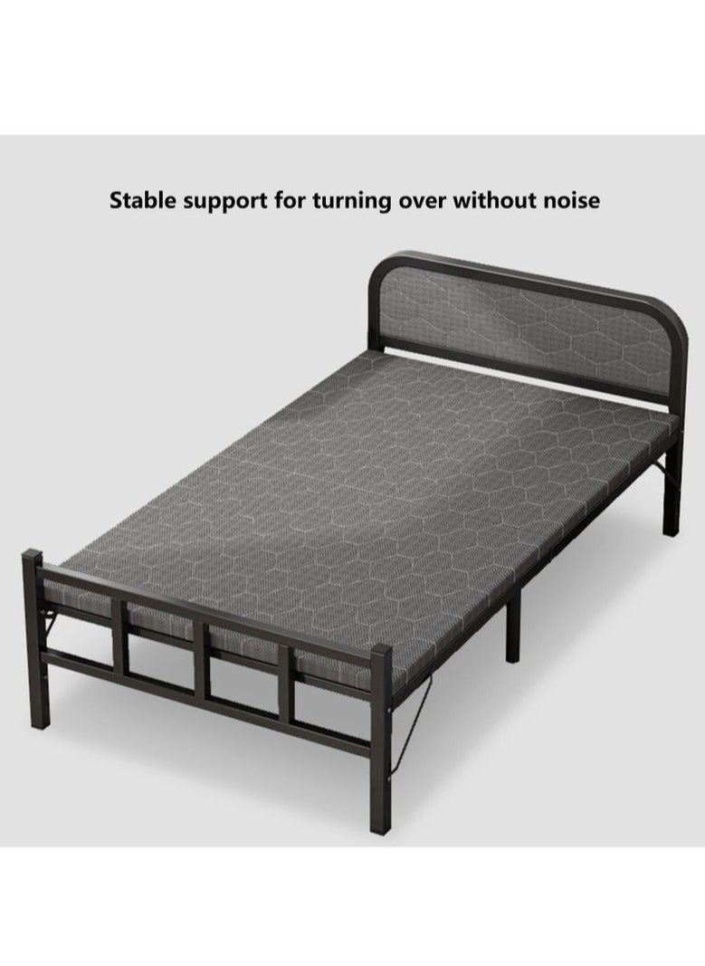 XiuWoo - Single Folding Bed with Memory Foam Mattress for Adults,Portable Rollaway Cot Size Guest Bed with Headboard Sturdy Steel Frame,190X80cm - Image 1