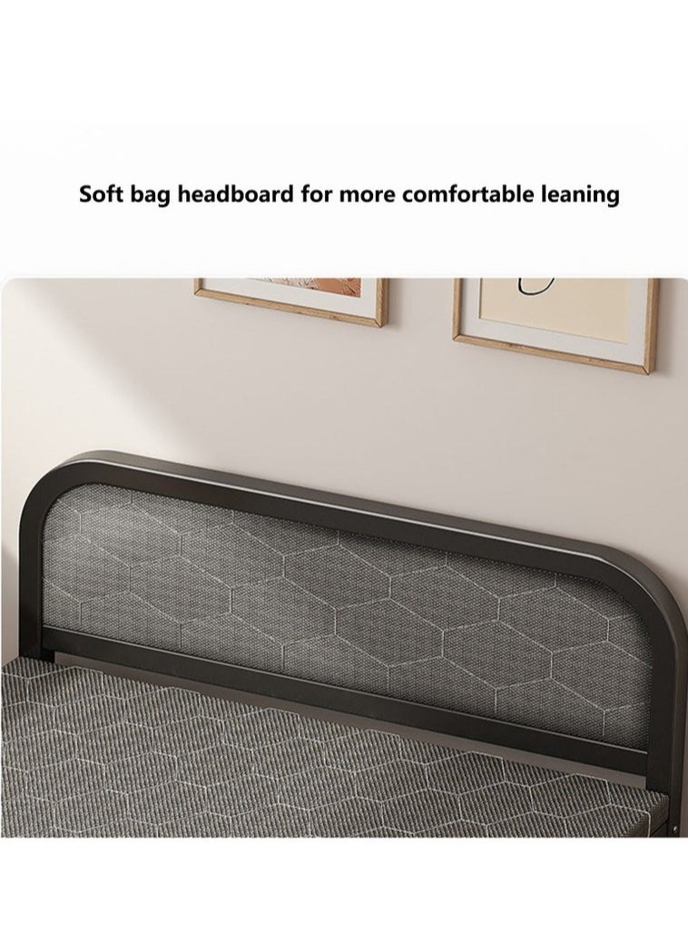 XiuWoo - Single Folding Bed with Memory Foam Mattress for Adults,Portable Rollaway Cot Size Guest Bed with Headboard Sturdy Steel Frame,190X80cm - Image 1