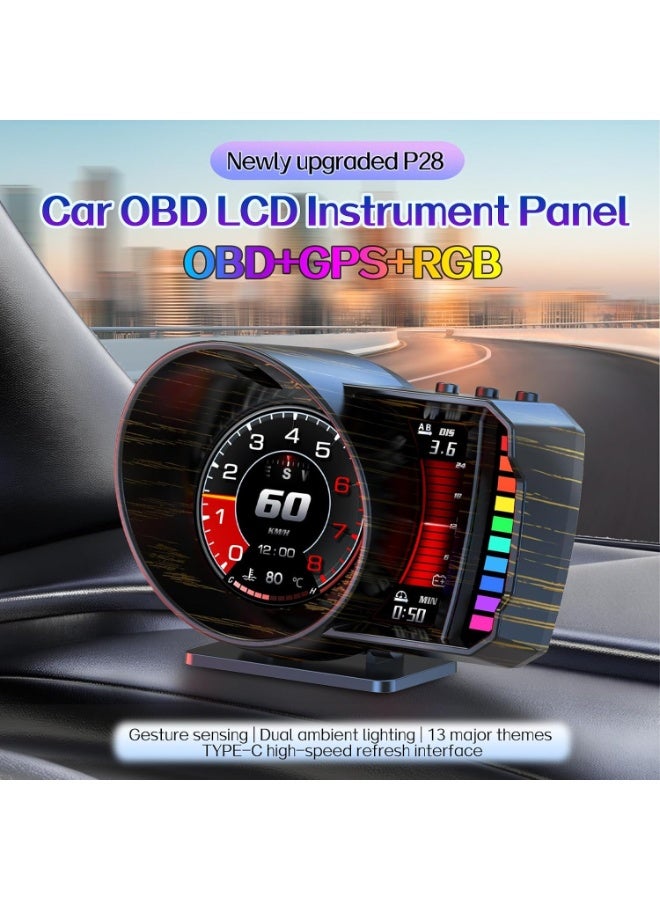 COOLHAWK Car HUD Display - OBD2+GPS Speedometer, Gesture Control, Overspeed Alarm, RPM, Water Temperature, Voltage and  Turbo Pressure, for Car, SUV, Truck - Image 2