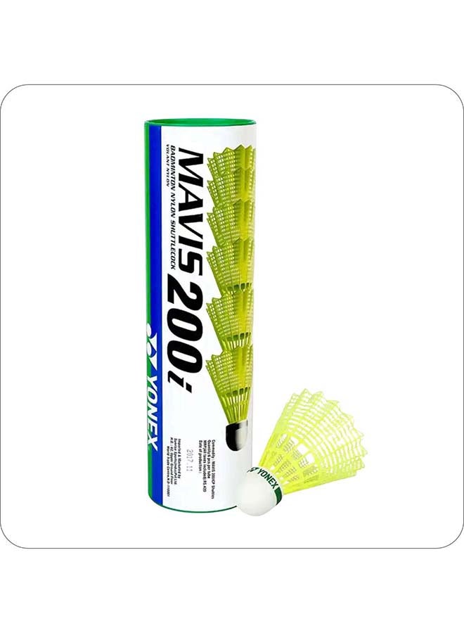 يونيكس مجموعة يونيكس مافيس 200i من كرات الريشة المصنوعة من النايلون، 6 كرات - كرات ريشة صناعية صفراء اللون، تتميز بثبات طيرانها ومتانة حافتها، مناسبة للتدريب واللعب في النوادي - Image 2