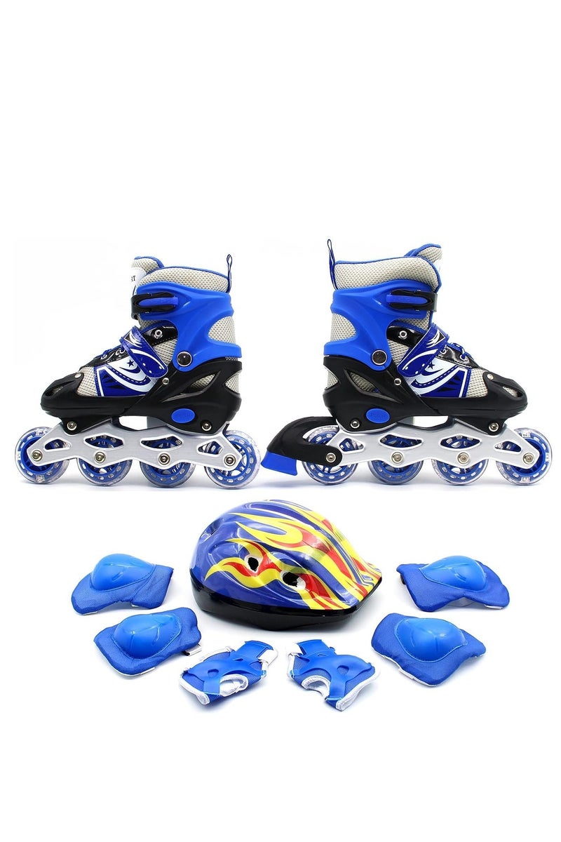 EASY FUTURE Adjustable Inline Skates for Kids with Flashing Wheels – Includes Full Protective Gear Set(Helmet,Knee, Elbow & Wrist)  – 4 Colors & 3 Sizes Available - Image 1