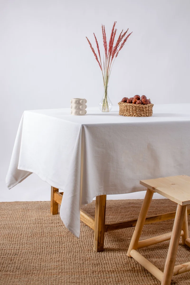 Wellstil Premium Linen White Tablecloth 140x180