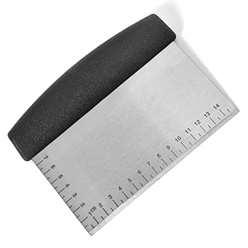 TOMATUS® 1 PCS Bench Scraper and Chopper,Multi-Purpose Cake,Pizza Dough Scraper,Stainless Steel Chopper,Heavy Duty Bench Cutter with Double Measuring Scale. (Black) - Image 1