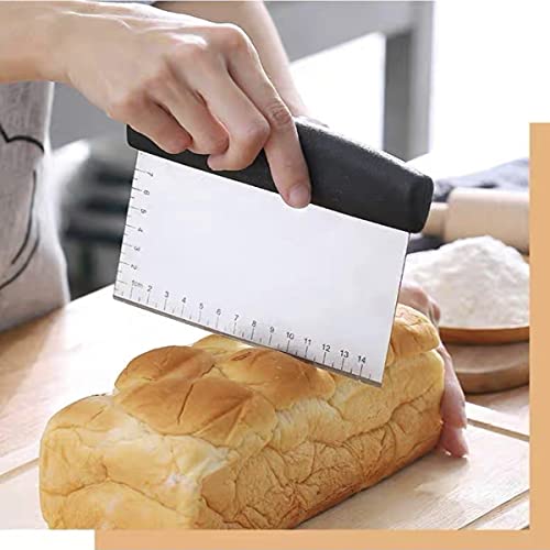 TOMATUS® 1 PCS Bench Scraper and Chopper,Multi-Purpose Cake,Pizza Dough Scraper,Stainless Steel Chopper,Heavy Duty Bench Cutter with Double Measuring Scale. (Black) - Image 3