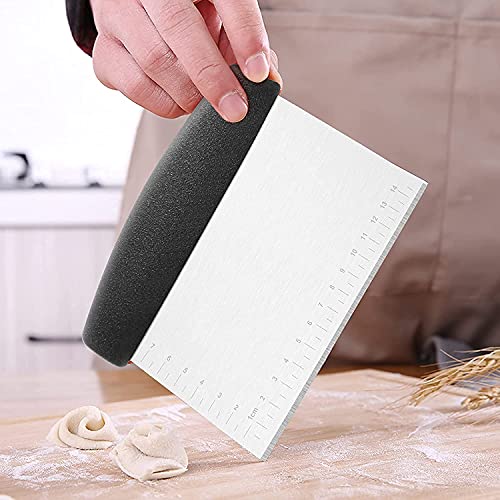 TOMATUS® 1 PCS Bench Scraper and Chopper,Multi-Purpose Cake,Pizza Dough Scraper,Stainless Steel Chopper,Heavy Duty Bench Cutter with Double Measuring Scale. (Black) - Image 4