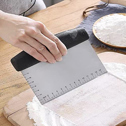TOMATUS® 1 PCS Bench Scraper and Chopper,Multi-Purpose Cake,Pizza Dough Scraper,Stainless Steel Chopper,Heavy Duty Bench Cutter with Double Measuring Scale. (Black) - Image 5