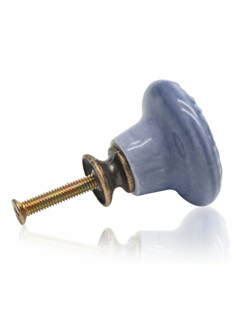 Suntown Drawer Knobs, Greyish Blue Cabinet Knobs, Retro Ceramic Dresser Knobs, 33mm Drawer Knobs Door Knobs Drawer Pulls Dresser Handles with Mounting Screws （12pcs, 1.3" ） - Image 3