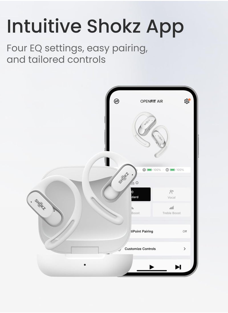 SHOKZ - SHOKZ OpenFit air Wireless Headphones, Bluetooth Bone Conduction Sports Headset with Mic, 6 Hour Playtime & IP55 Waterproof for Running Workout Cycling (White) - Image 1