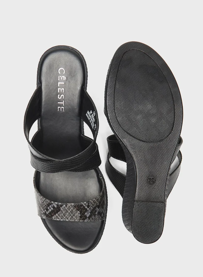 سيليست Multi Strap High Heel Wedge Sandals