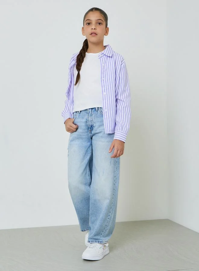 ستايلي Girls Lilac Striped Long Sleeve Shirt