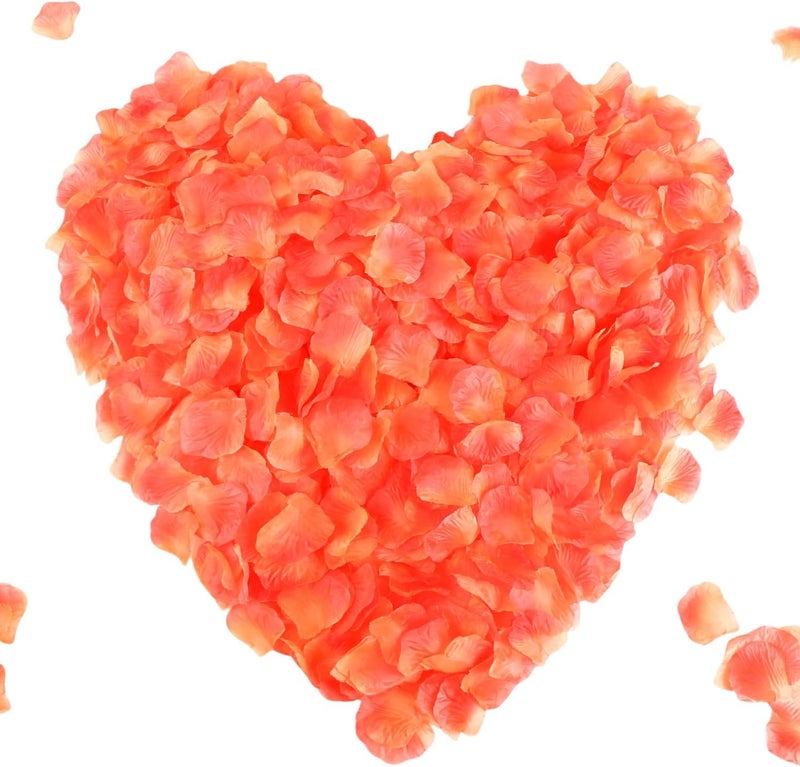 CODE FLORIST كود فلوريست 1100 قطعة بتلات ورد حريري أحمر غروب الشمس لديكورات الزفاف الخريفية (منفصلة، معطرة) - Image 1