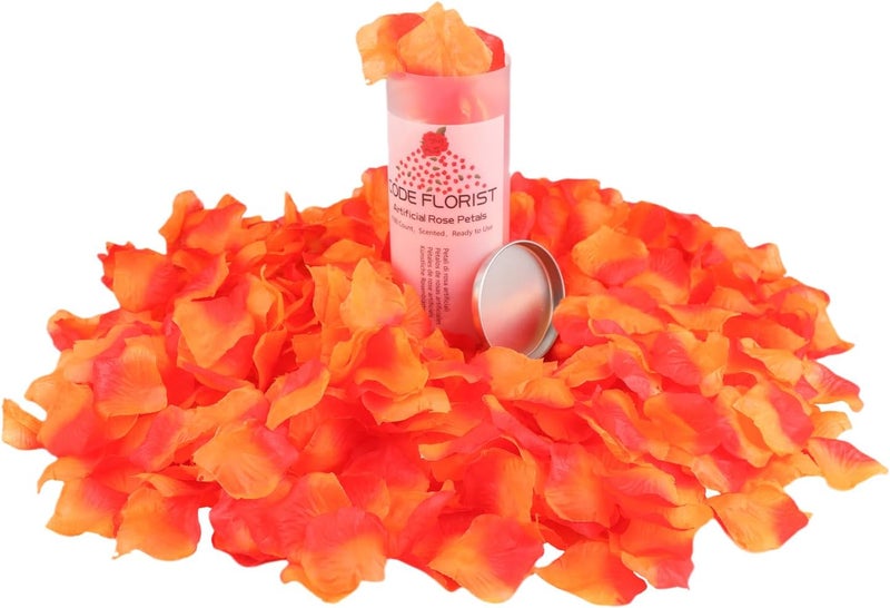 CODE FLORIST كود فلوريست 1100 قطعة بتلات ورد حريري أحمر غروب الشمس لديكورات الزفاف الخريفية (منفصلة، معطرة) - Image 2