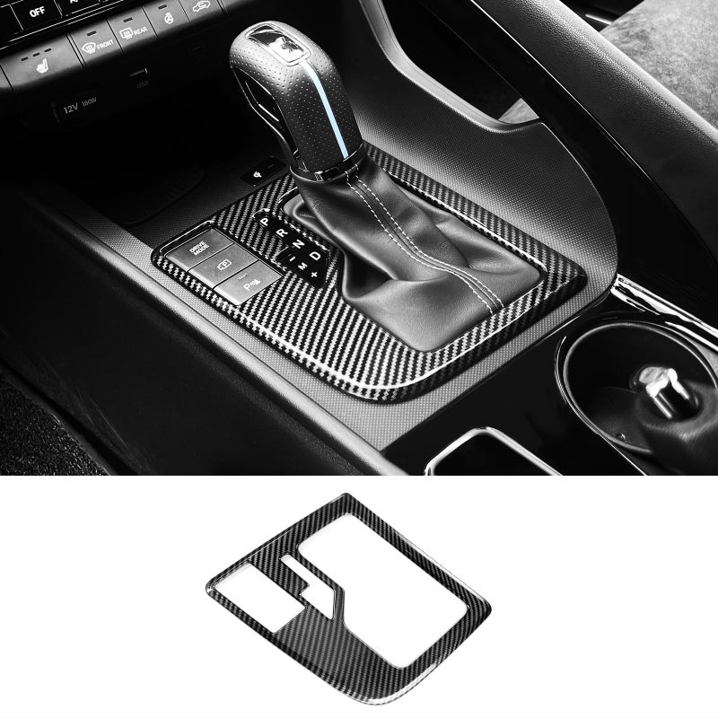 JUIVEEL Carbon Fiber Style ABS Central Gear Shift Panel Cover Center Control Cover Trim Car Interior Parts Compatible with Hyundai Elantra N Line 20212025 Elantra N 20222023 Accessories
