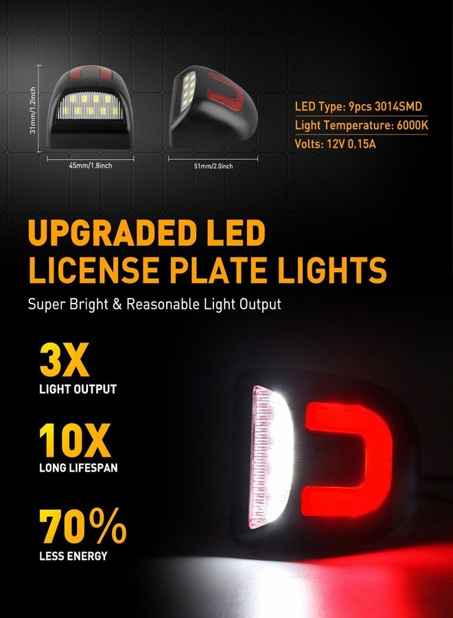 LESAUCE Red U-shaped LED License Plate Lights Tag Lamp Assembly Replacement for Chevy Silverado 1500 2500 3500 Suburban Tahoe GMC Sierra Yukon XL, 6000K White, Pack of 2 - Image 2