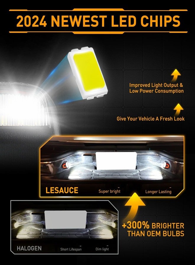 LESAUCE Red U-shaped LED License Plate Lights Tag Lamp Assembly Replacement for Chevy Silverado 1500 2500 3500 Suburban Tahoe GMC Sierra Yukon XL, 6000K White, Pack of 2 - Image 3