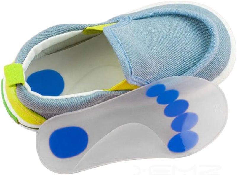 comfrt Silicone Gel Kids Arch Support Insole - Full Length Children Flat Feet Orthotic Cushion Inserts, Foot Pronation Shock Absorption Corrector Pads, for Fallen Arches Plantar Fasciitis (M) - Image 1