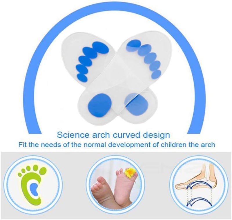 comfrt Silicone Gel Kids Arch Support Insole - Full Length Children Flat Feet Orthotic Cushion Inserts, Foot Pronation Shock Absorption Corrector Pads, for Fallen Arches Plantar Fasciitis (M) - Image 4