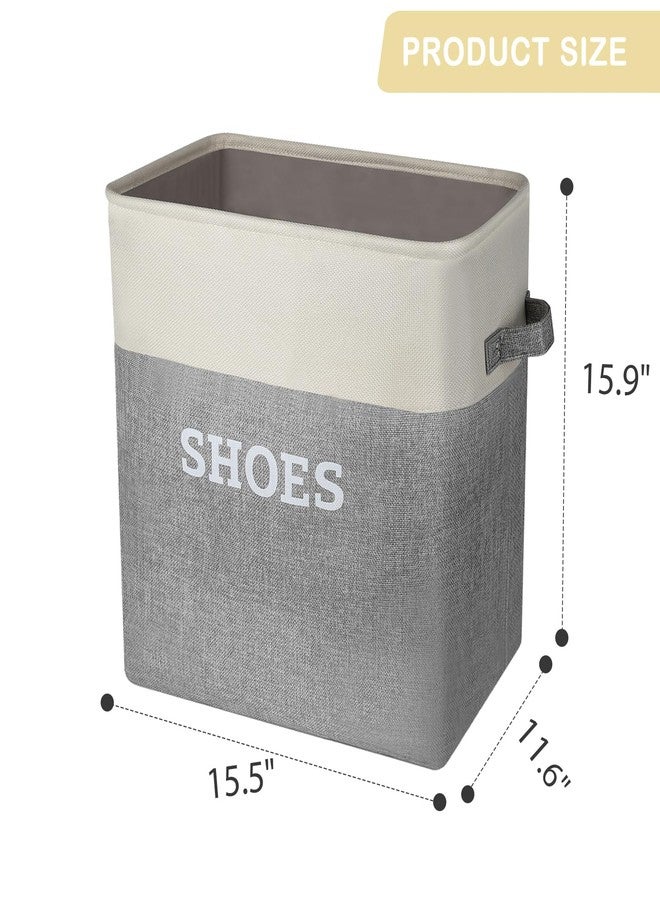 Lukeline Fabric Shoe Basket for Entryway, Hallway or Mudroom - Flodable Space-Saving Storage Bin for Closet, Decorative Home Decor (Extra Large) - Image 3