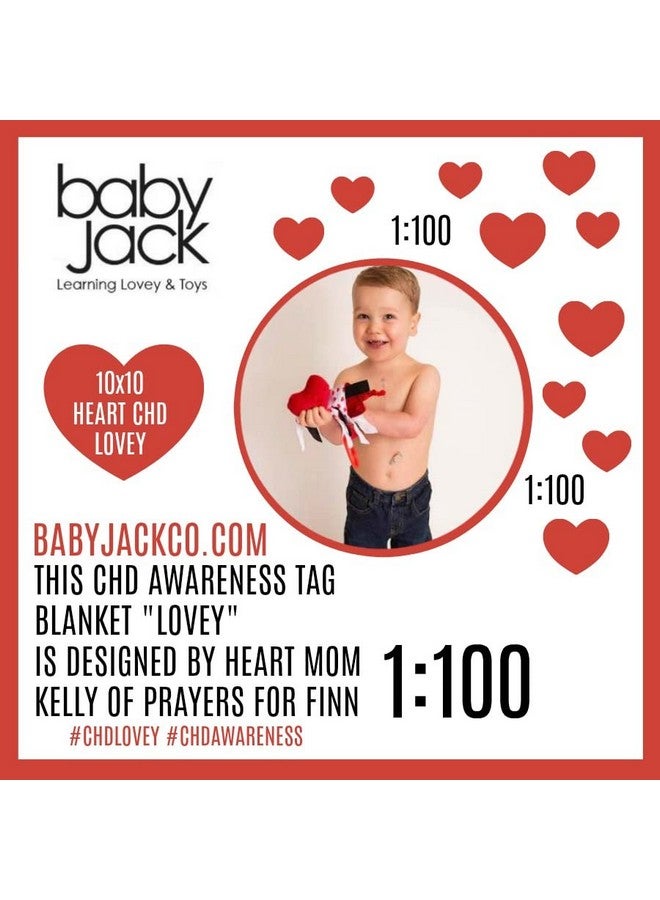 The Learning Lovey Baby Jack & Co 10x10” CHD Awareness Lovey Sensory Plush Blanket - Tag Toys for Babies - Baby Stroller Toys - Learn Shapes, Letters & Colors - Perfect Baby Toy & Baby Gift w/Stroller Clip - Image 2