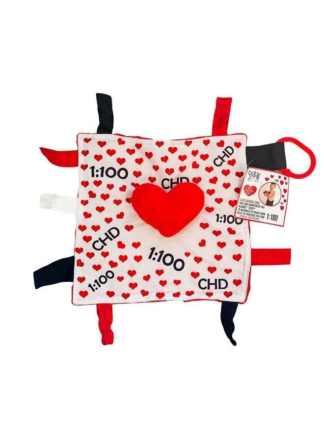 The Learning Lovey Baby Jack & Co 10x10” CHD Awareness Lovey Sensory Plush Blanket - Tag Toys for Babies - Baby Stroller Toys - Learn Shapes, Letters & Colors - Perfect Baby Toy & Baby Gift w/Stroller Clip - Image 1