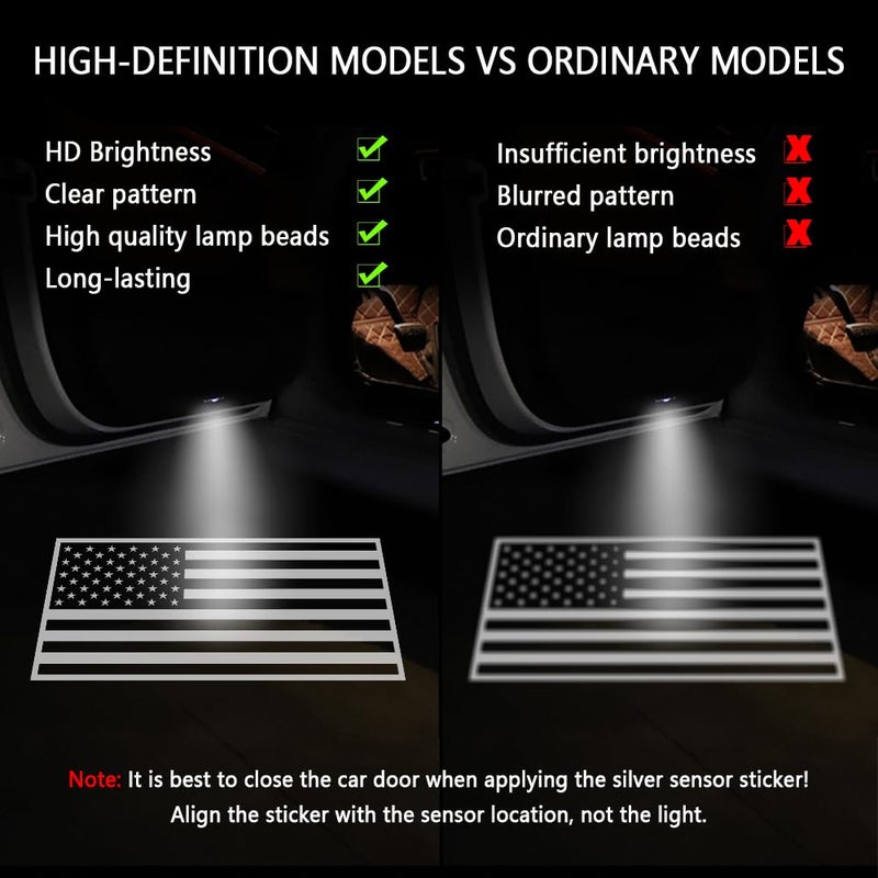CXCCOI 2PCS Car Door Lights Logo Projector,HD Car Welcome Light LED Courtesy Light for Cool Auto Decorations,Universal Auto Door Projector Lights Fit All Vehicle Models (Black Flag) - Image 3