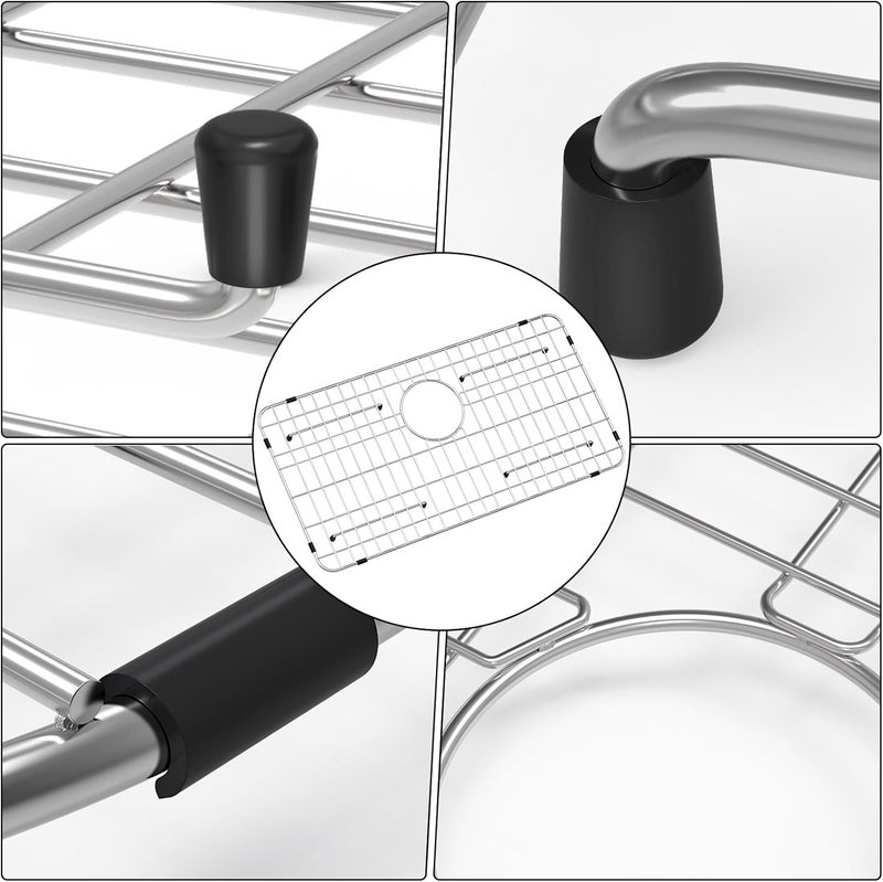 Fritoing Stainless Steel Sink Grid and Protectors for Bottom of Kitchen Sink, 26" x 14" with Rear Drain for Single Sink Bowl, for sink protectors for kitchen sink stainless steel - Image 4