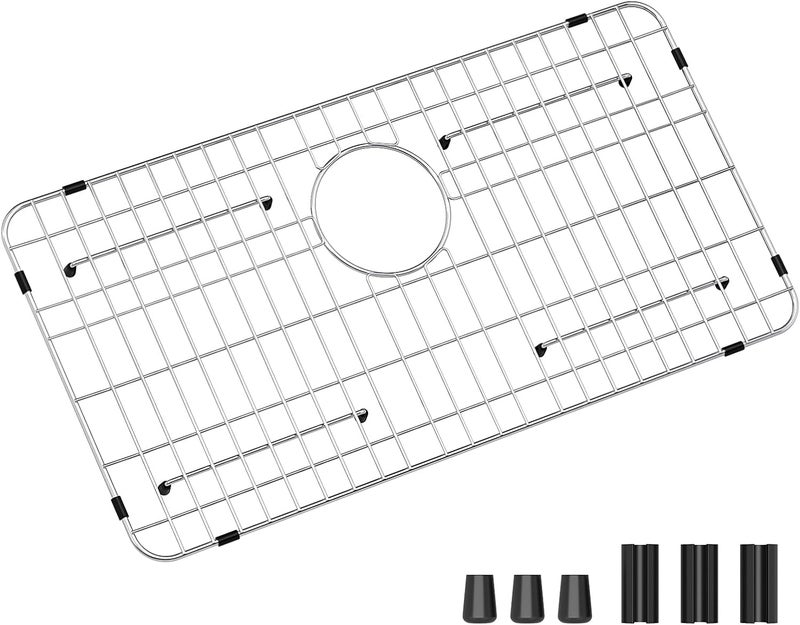 Fritoing Stainless Steel Sink Grid and Protectors for Bottom of Kitchen Sink, 26" x 14" with Rear Drain for Single Sink Bowl, for sink protectors for kitchen sink stainless steel - Image 1