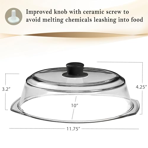Le'raze Tall Glass Microwave Splatter Cover for Food - Cookware & Bakeware Serving Dish Cover, Plate Splatter Guard Lid with Easy Grip Silicone Handle Knob - 100% Food Grade BPA Free & Dishwasher Safe - 10in. - Image 4