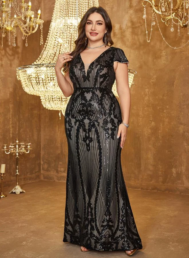 Unithorse Plus v-neck dress sequin dress