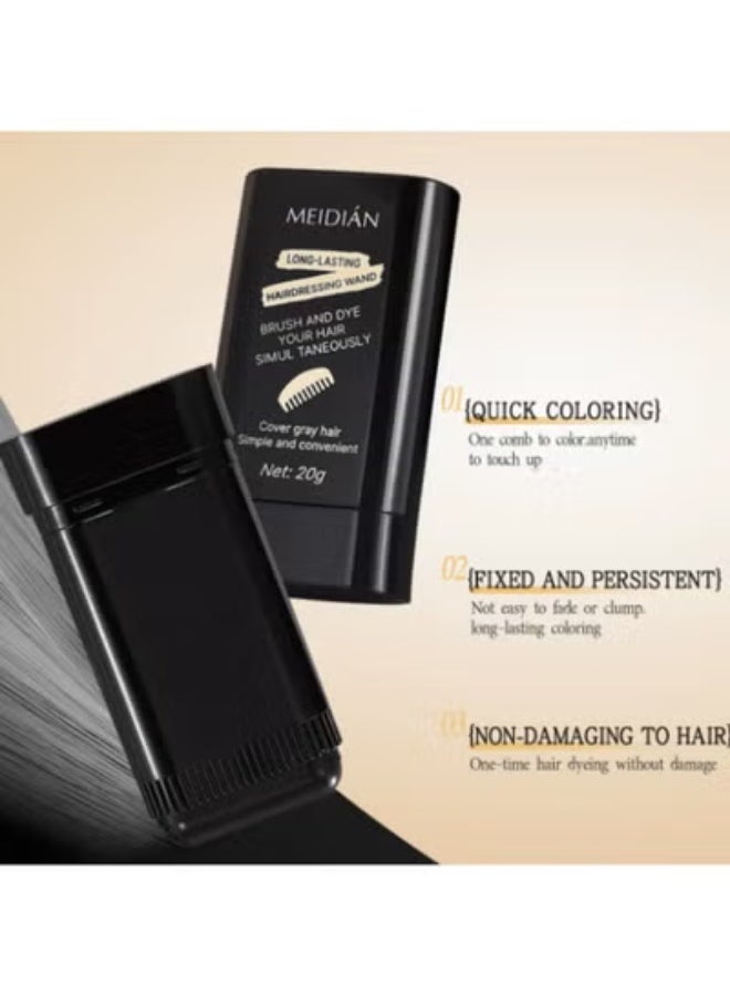 Meidián 2 Pack LONG-LASTING HAIRDRESSING WAND, BRUSH AND DYE YOUR HAIR SIMUL TANEOUSLY, Cover Gray Hair Simple and Convenient - Black - Image 4