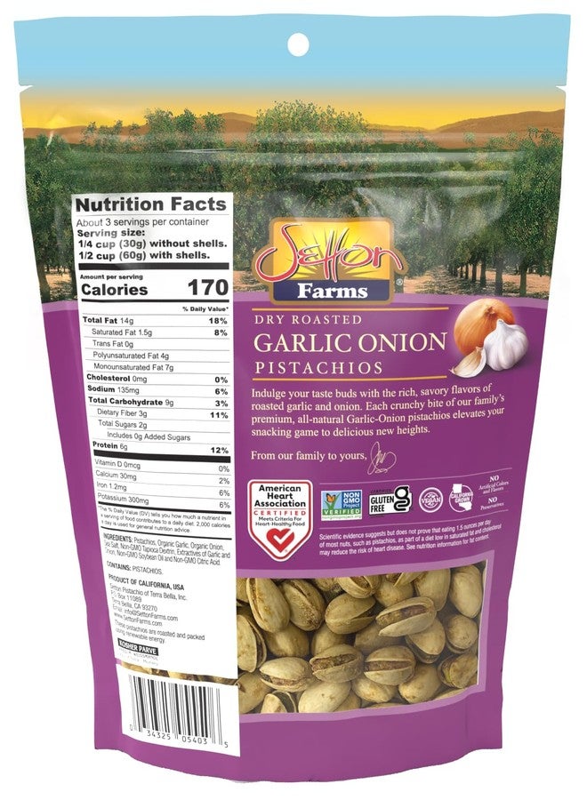 Setton Farms Pistachios Garlic Onion, In-Shell, 6 Oz. Bag, Kosher - Image 2