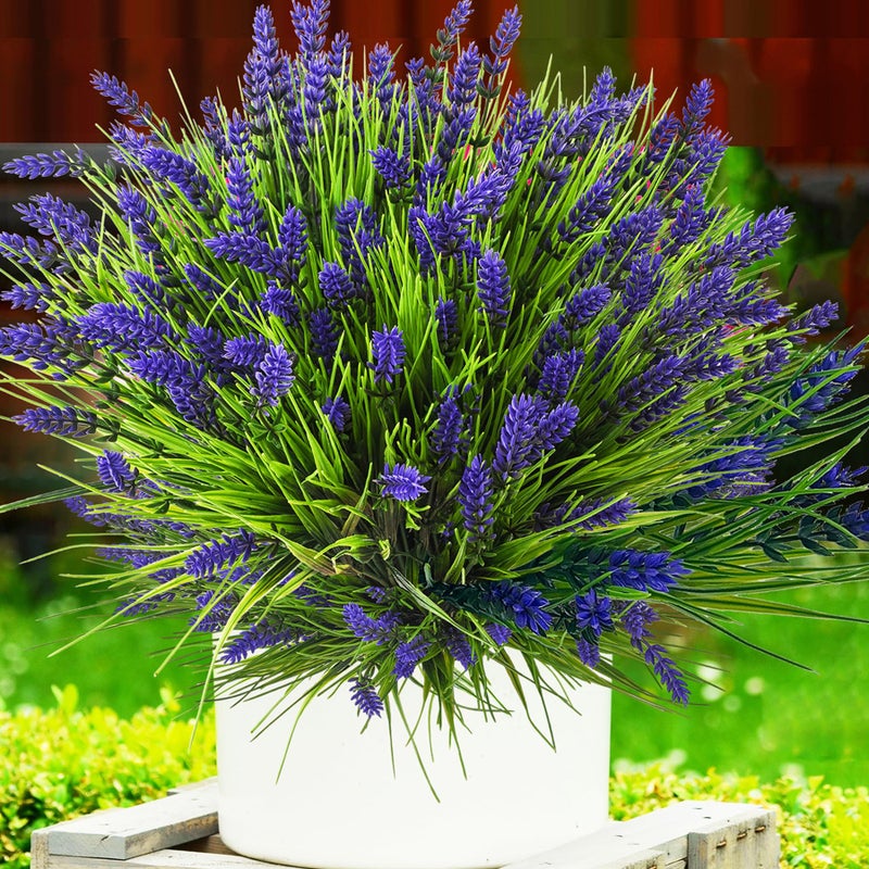 TSTWETO Artificial Plants Outdoor  22 Pcs Fake Flowers UV Resistant Outdoor Fake Plants  Lavender Artificial Flowers Plastic Fake Faux Flowers Shrubs for Home Porch Garden Yard Window Box - Image 1