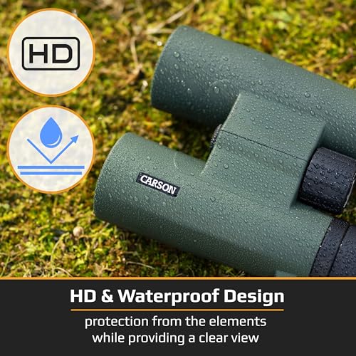 Carson RD Series 10x42mm Open-Bridge Waterproof High Definition Full Sized Binoculars (RD-042) - Image 4