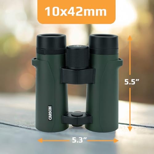 Carson RD Series 10x42mm Open-Bridge Waterproof High Definition Full Sized Binoculars (RD-042) - Image 2