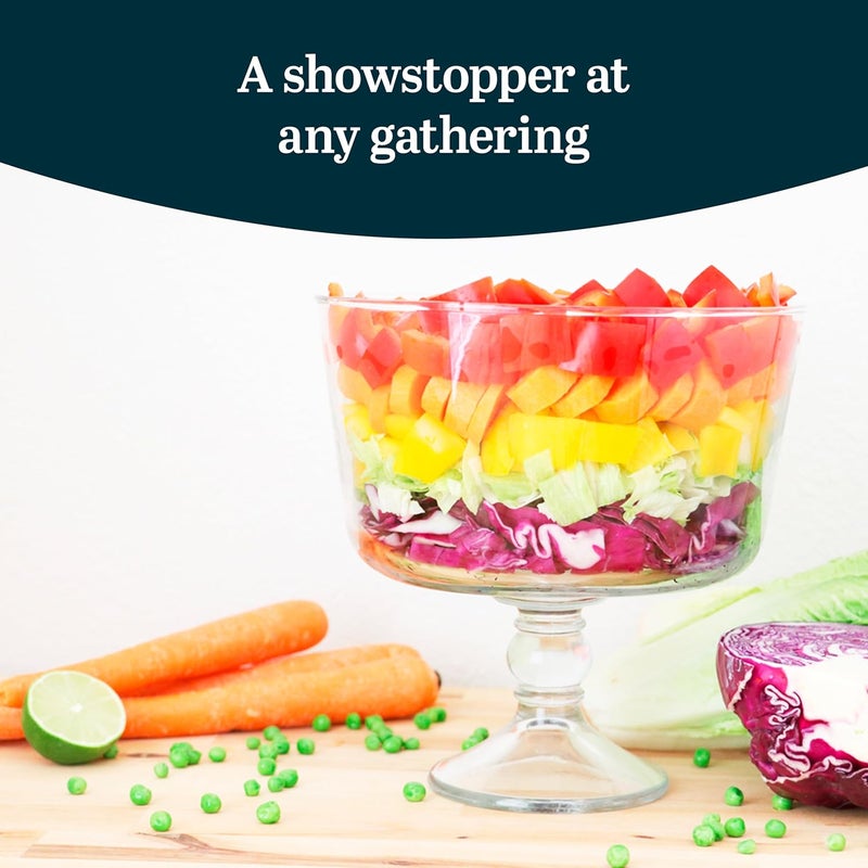 LIBBEY وعاء تريفل زجاجي مع قاعدة سيلين، مستوحى من الحرفيين، وعاء زجاجي كلاسيكي شفاف مع قاعدة، طبق تريفل للحلويات المكونة من طبقات، الفواكه والسلطات - Image 4